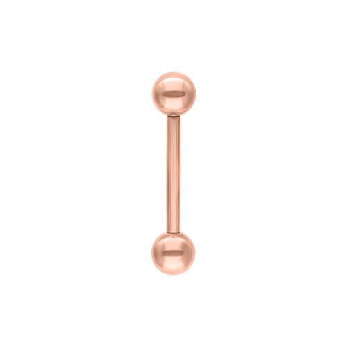 Roségoldene Titan Micro Barbell mit zwei Kugeln auf weißem Hintergrund