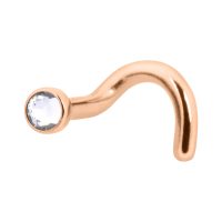 Roségoldener Nasenstecker aus Titan mit klarem Kristall auf weißem Hintergrund