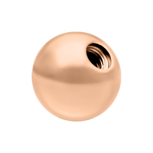 Roségoldene Titan Gewindekugel mit 3,0 mm Kugelgröße und 1,2 mm Gewindedurchmesser auf weißem Hintergrund