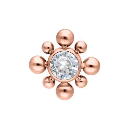 Roségoldener Titan-Aufsatz mit Kristall, Kugelgröße 3,0 mm