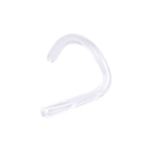 Transparenter Ersatz Bügel aus Bioplast in gebogener Form auf weißem Hintergrund