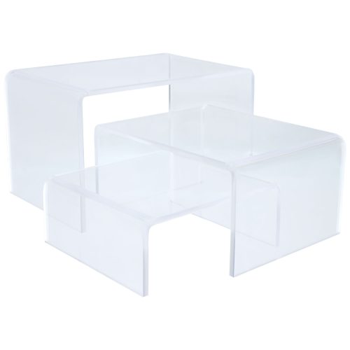 Schwarzer, transparenter Acryl-Display auf weißem Hintergrund