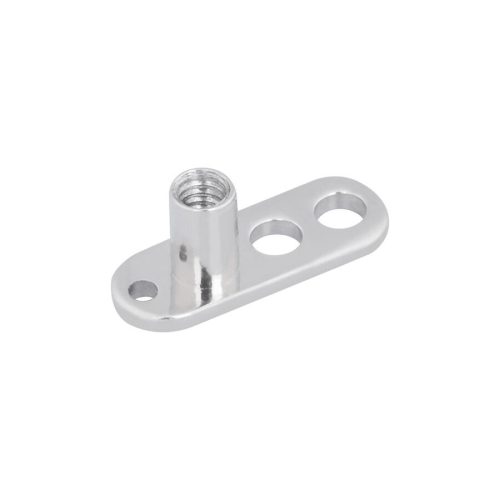 Silberner Titan Dermal Anchor mit 3 Löchern, glänzende Oberfläche