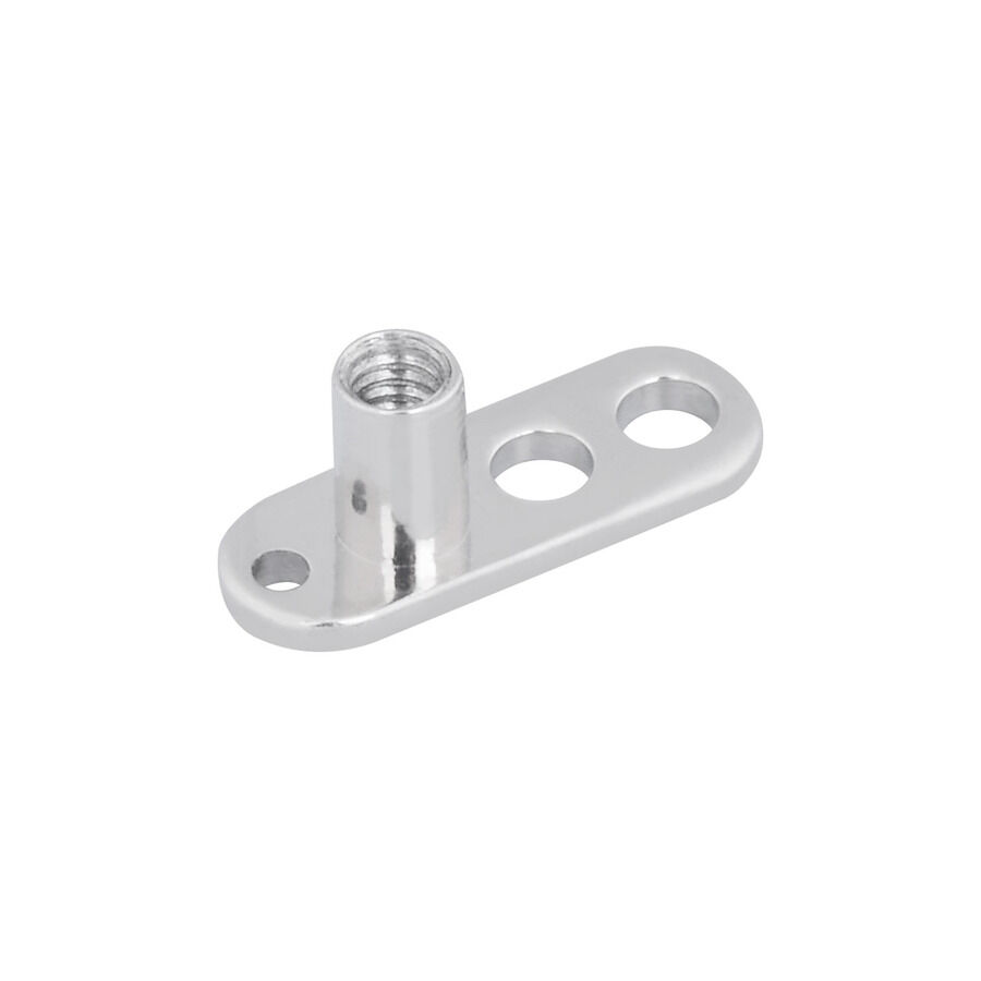 Silberner Titan Dermal Anchor mit 3 Löchern, glänzende Oberfläche