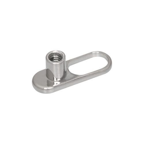Silberner Dermal Anchor aus Titan mit ovaler Öffnung und Gewinde