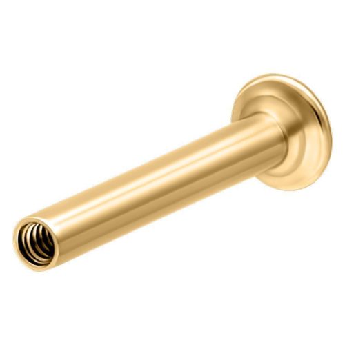 Goldener Mini Titan Stab mit Innengewinde auf weißem Hintergrund