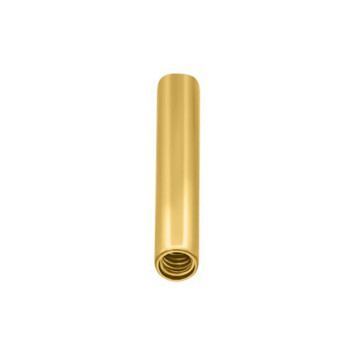 Goldener Stab mit Innengewinde, 16 mm Länge, auf weißem Hintergrund