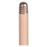 Nahaufnahme eines roségoldenen Labrets aus Titan mit Außengewinde auf weißem Hintergrund