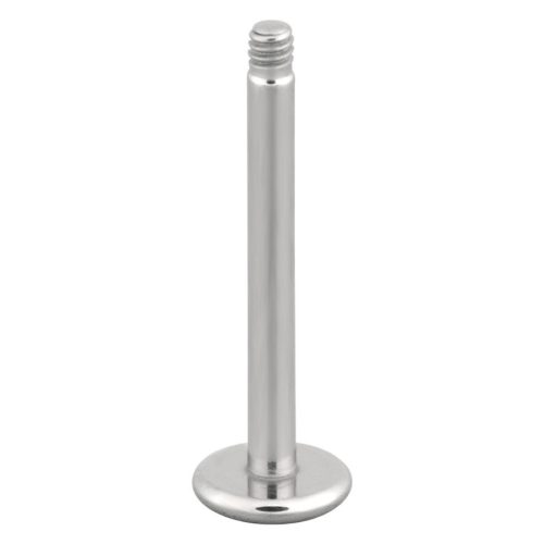 Silberner Titan Labret Stab mit Außengewinde auf weißem Hintergrund