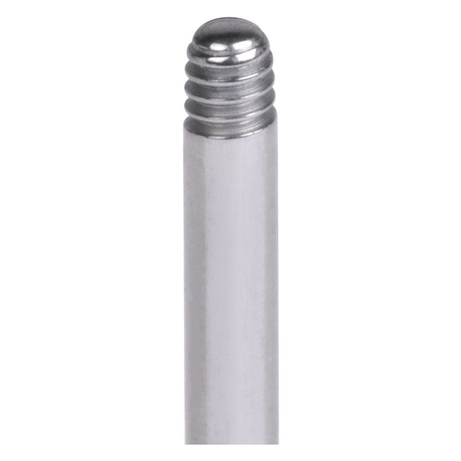 Silbernes Micro Labret aus Titan mit Außengewinde auf weißem Hintergrund