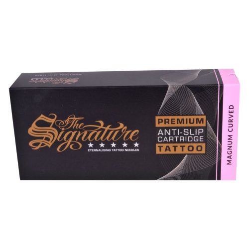 Schwarze Verpackung der Magnum Curved Cartridges mit goldener Schrift und pinkem Streifen