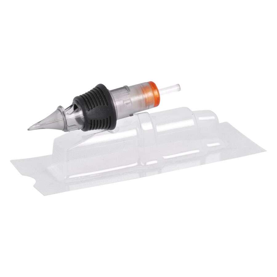 Runde Liner Cartridge aus Chirurgenstahl mit transparentem Gehäuse auf weißem Hintergrund