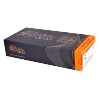 Schwarze Box mit orangefarbenen Details, Wildcat Logo und Round Liner Cartridges