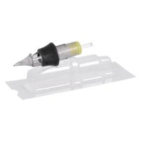 Round Shader Cartridge mit schwarzem Griff und transparentem Gehäuse auf weißem Hintergrund