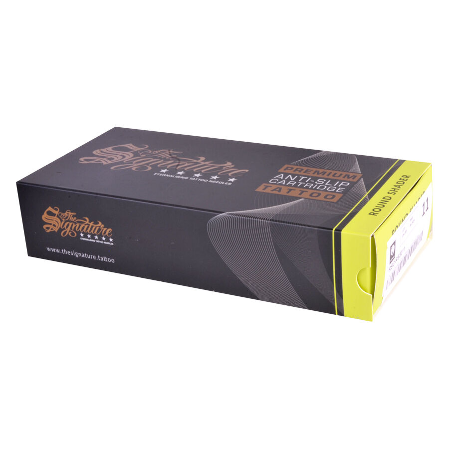 Schwarze Box mit Round Shader Cartridges, gelbes Etikett, 20 Stück