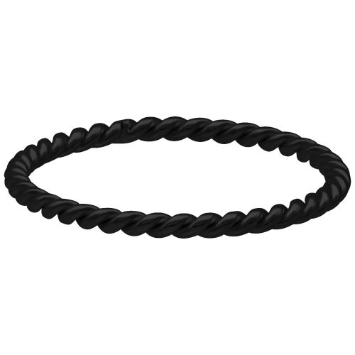 Schwarzer, gedrehter Ring aus Chirurgenstahl 316L auf weißem Hintergrund