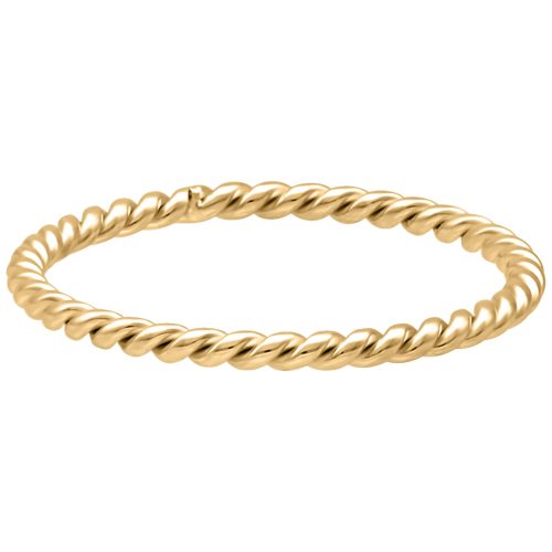 Goldener, gedrehter Ring aus Chirurgenstahl 316L auf weißem Hintergrund
