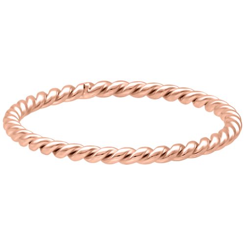 Roségoldener gedrehter Ring aus Chirurgenstahl auf weißem Hintergrund