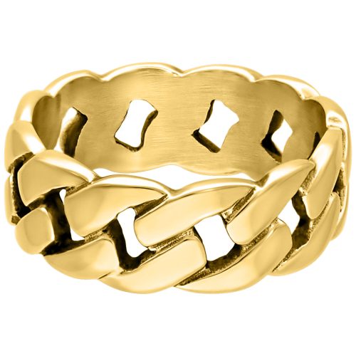 Goldener Chunky Ring aus Chirurgenstahl 17,0 mm auf weißem Hintergrund