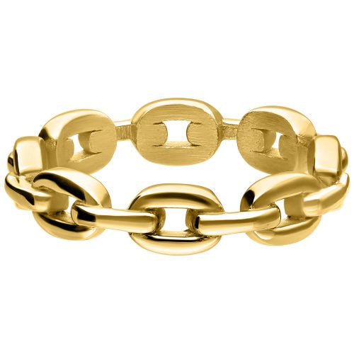 Goldener Link Chain Ring aus Chirurgenstahl, Größe 17,0 mm, auf weißem Hintergrund