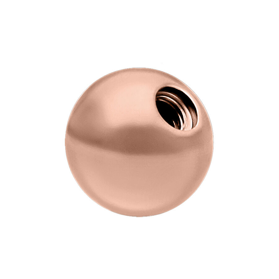 Roségoldener Gewindeball aus Titan auf weißem Hintergrund