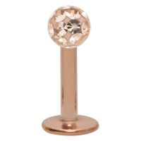 Roségoldenes Labret mit 4 mm Kristallkugel auf weißem Hintergrund