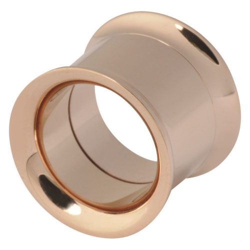Roségold Tunnel Piercing mit Innengewinde, 24 mm, auf weißem Hintergrund