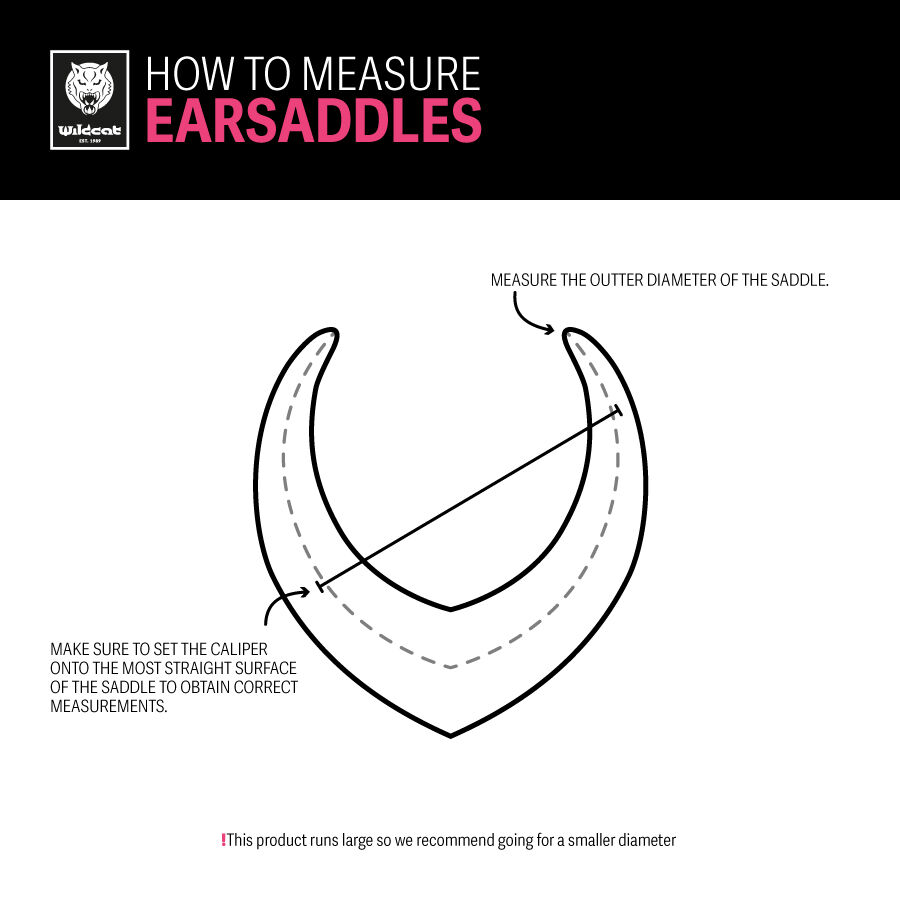 Diagramm zur Messung des äußeren Durchmessers von Earsaddles auf weißem Hintergrund