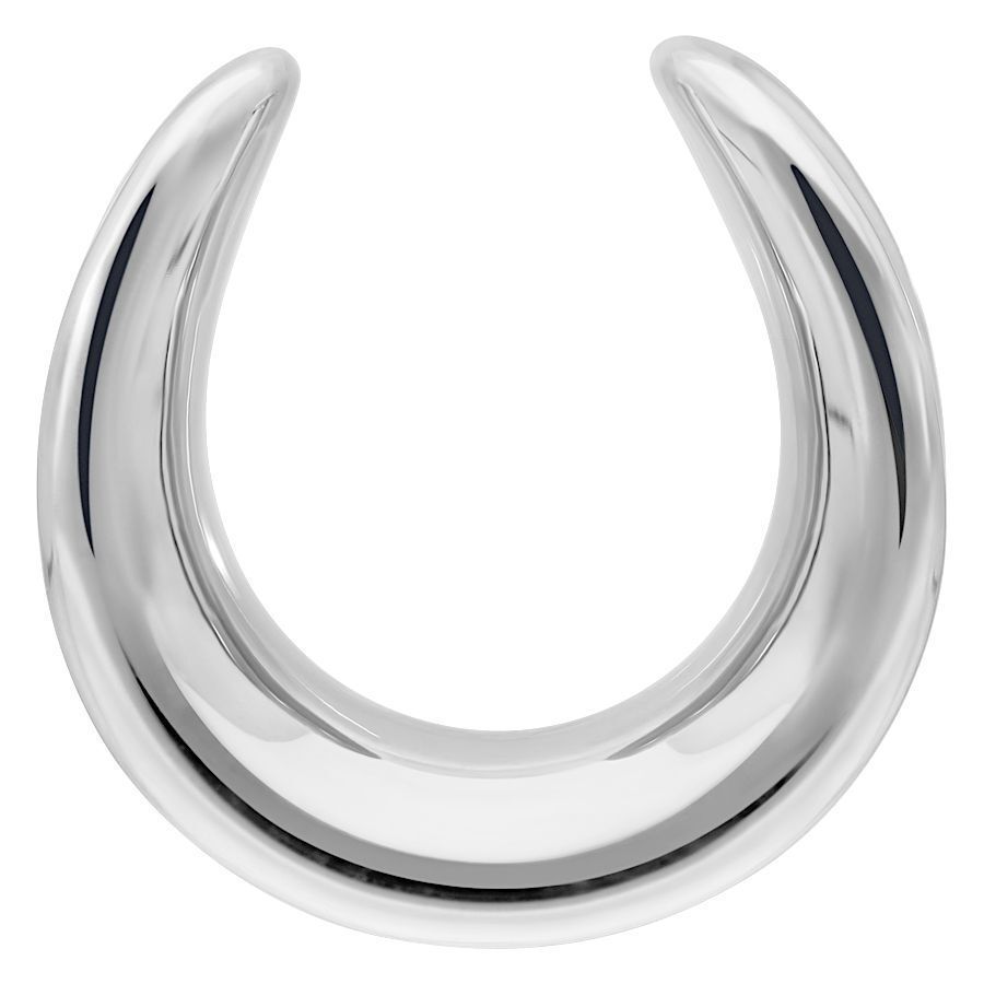 Silberfarbener Ear Saddle aus Chirurgenstahl, Größe 30mm, auf weißem Hintergrund