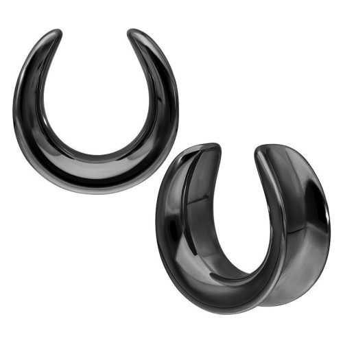 Schwarze Ear Saddles aus Chirurgenstahl 316L, Größe 30,0 mm, auf weißem Hintergrund