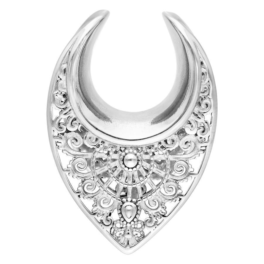 Silberner Ear Saddle Oriental mit filigranem Muster, Größe 25mm