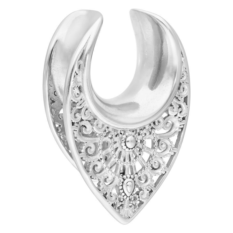 Silberne Ear Saddles Oriental mit filigranem Muster, 25,0 mm
