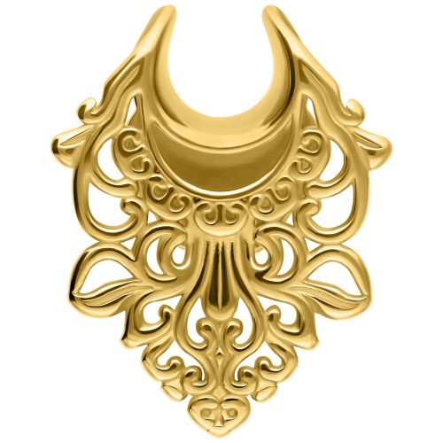 Goldene barocke Ear Saddle aus Chirurgenstahl, Größe 8,0 mm, auf weißem Hintergrund