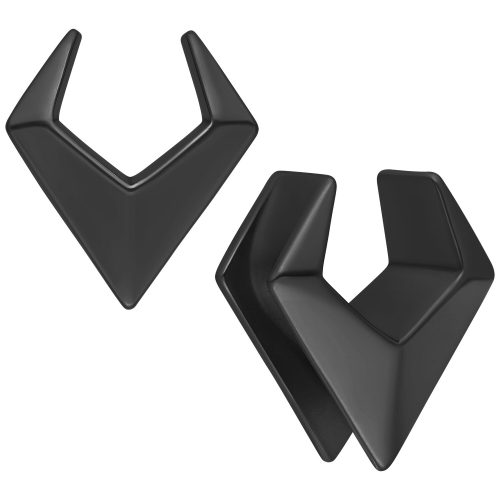 Schwarze Ear Saddles Arrow aus Chirurgenstahl, Größe 6,0 mm, auf weißem Hintergrund