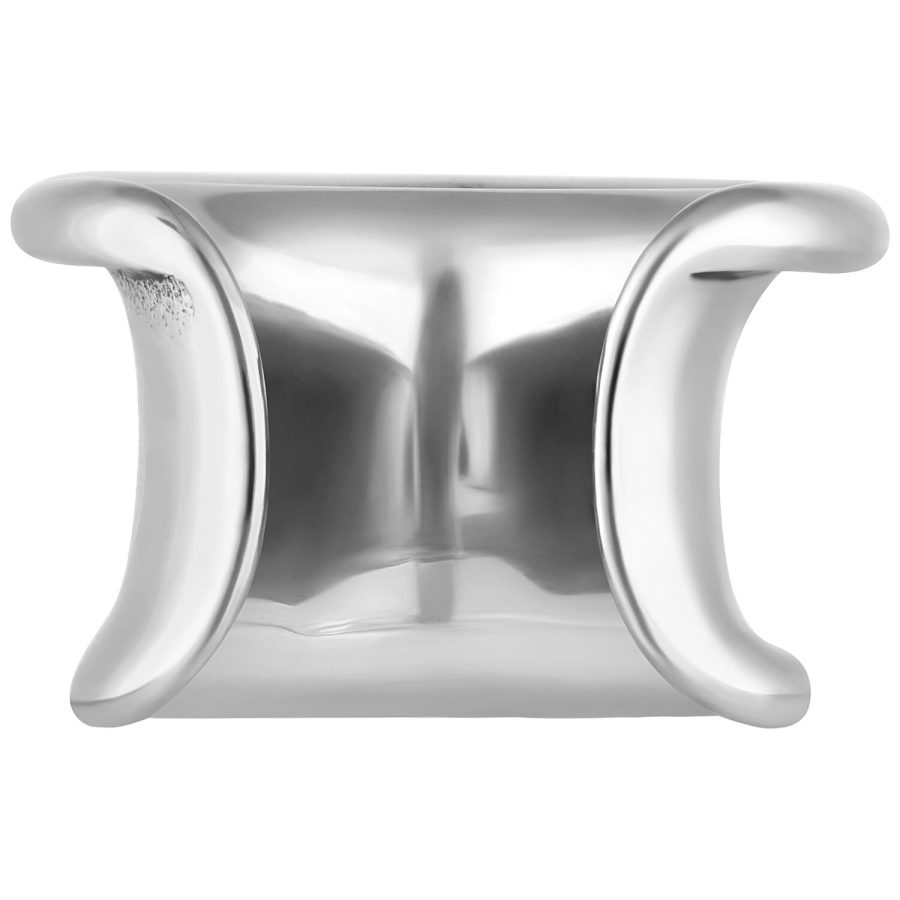 Silbernes Double Arrow Earsaddle aus Chirurgenstahl, 8,0 mm, auf weißem Hintergrund
