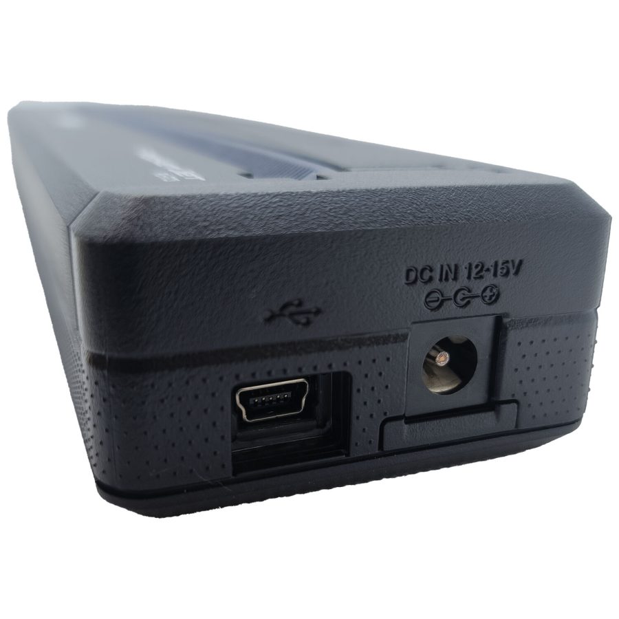 Schwarzer A4 Thermodrucker mit USB- und DC-Anschluss, Nahaufnahme