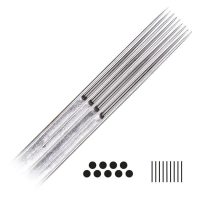 Silberne Magnum Long Taper Tattoonadeln auf weißem Hintergrund