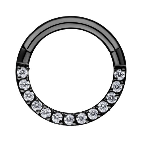 Schwarzer Septum Clicker mit Kristallen auf weißem Hintergrund