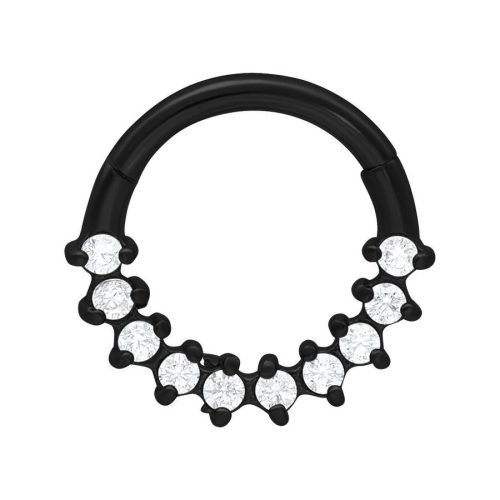 Schwarzer Septum Clicker aus Chirurgenstahl mit klaren Kristallen