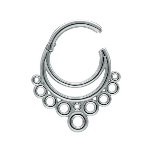 Silberner Septum Clicker mit Bubble Design auf weißem Hintergrund