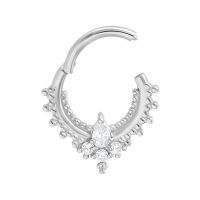 Silberner Oriental Drop Clicker mit Kristallen auf weißem Hintergrund