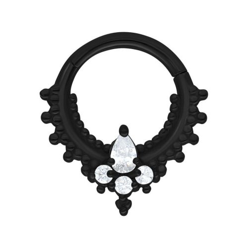 Schwarzer Septum Clicker aus Chirurgenstahl mit klaren Kristallen