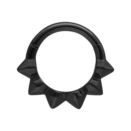 Schwarzer Piercingring mit Spikes auf weißem Hintergrund