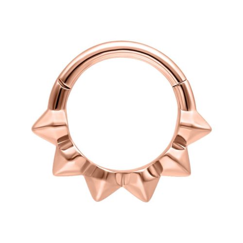 Roségoldener Piercingring mit Spikes auf weißem Hintergrund