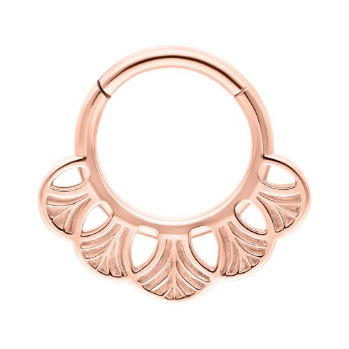 Roségoldener Ginkgo Clicker Piercingring aus Chirurgenstahl