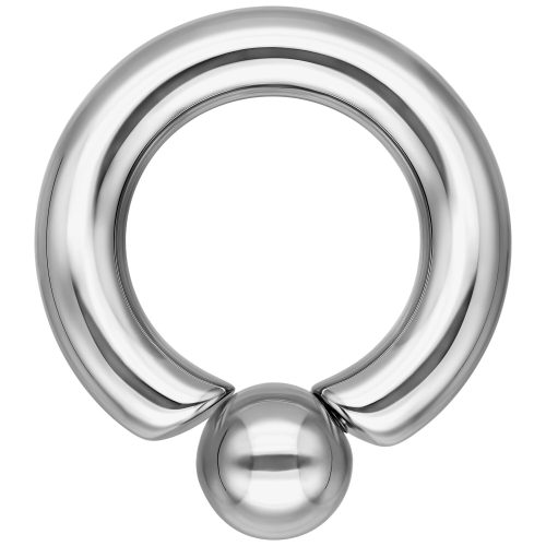 Silberner Schraubkugel-Ring aus Chirurgenstahl mit glatter Oberfläche auf weißem Hintergrund