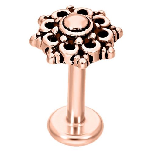 Mandala Labret mit Roségold-Finish auf weißem Hintergrund