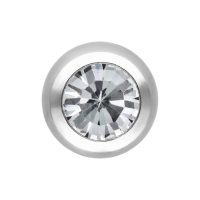 Silberner facettierter Piercing-Aufsatz mit klarem Kristall auf weißem Hintergrund