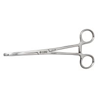 Silberne Edelstahl Piercing Zange auf weißem Hintergrund