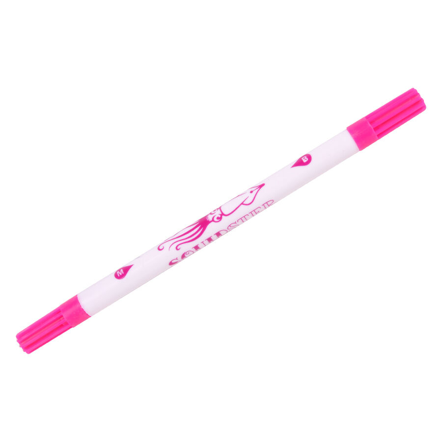 Doppelseitiger pinker Tattoo Stift mit Squidster Logo auf weißem Hintergrund